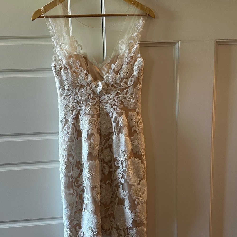 Watters Renata white illusion sequin sheath dress a BHLDN exclusive